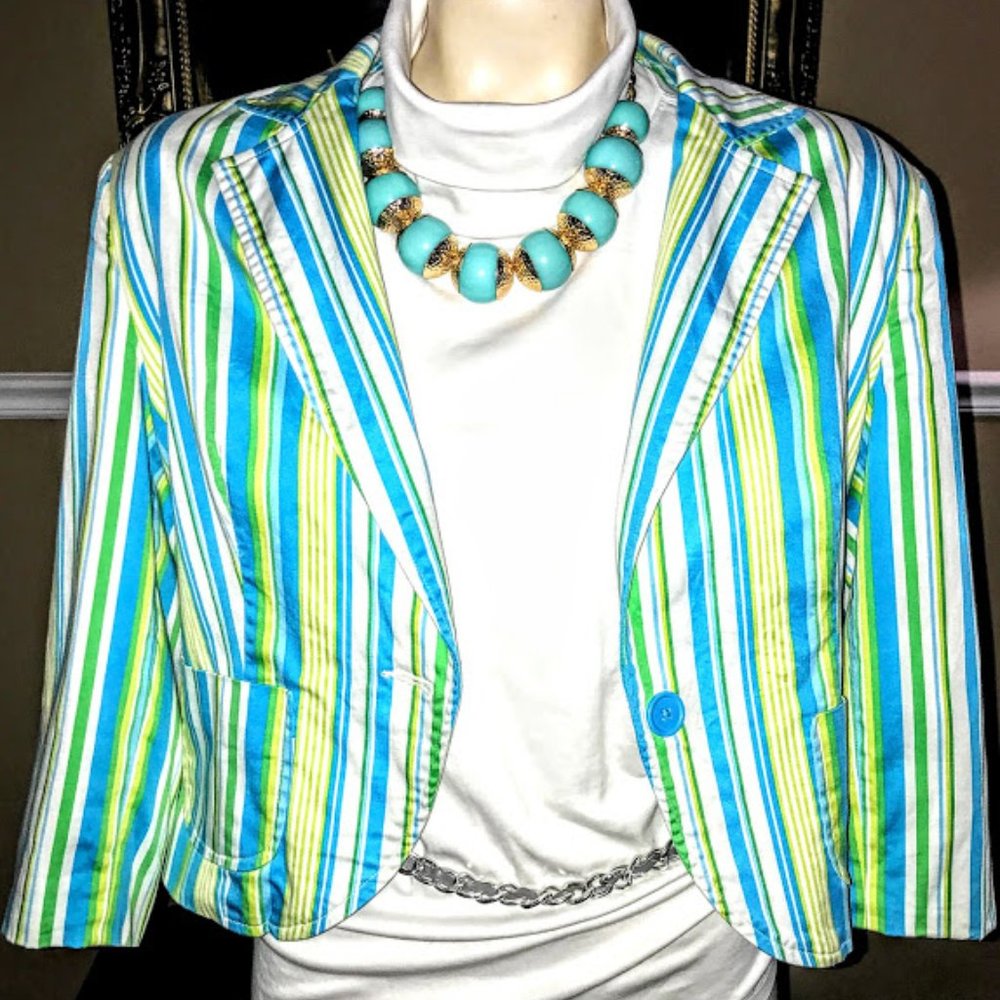 $5🔥 BUNDLE SALE blue teal striped women’s blazer